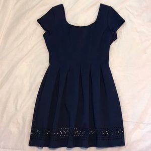 Navy Capped Sleeve Dress
